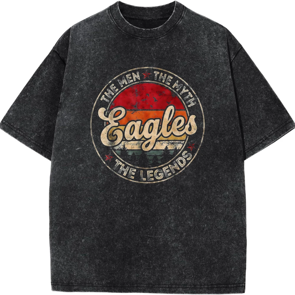 Vintage The Men The Myth Eagle Legends Gift for Men Women T-Shirt Cotton Graphic Tee Vintage Retro Boxy Fit Drop Shoulder Summer