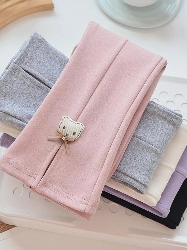 女の子用ミッドシルク純綿ハイウエスト伸縮性ロングパンツ秋の新作おしゃれで多用途な子供用ズボン