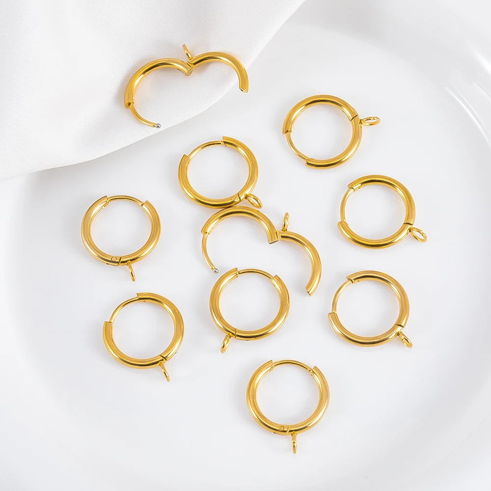 

10/20pcs Stainless Steel Gold Plated Earrings Hooks with Loop Ear Post Jump Ring for DIY Jewelry Making Earrings Accessories