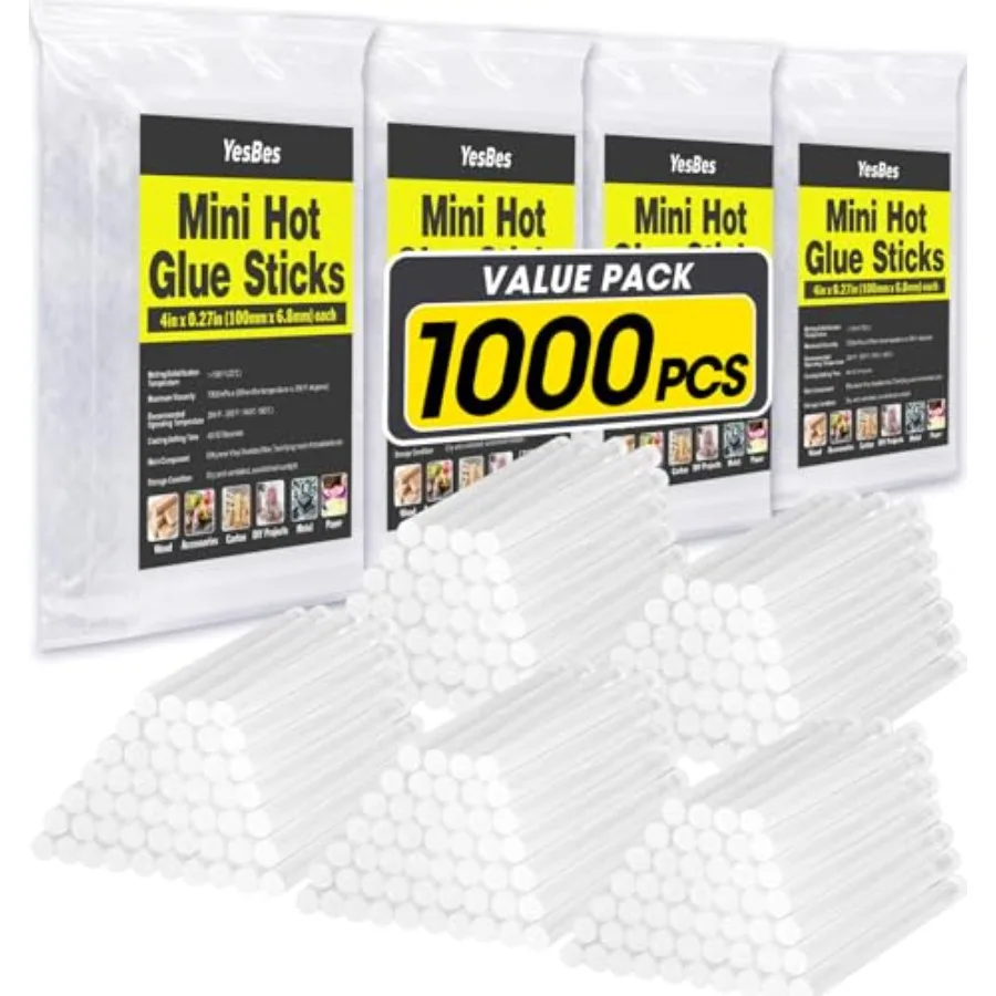 

Mini Hot Glue Sticks, 4" Long x 0.27" Diameter Glue Sticks for Mini Glue Guns, Multipurpose for Wood, Metal, Glass, Plastic, Fl