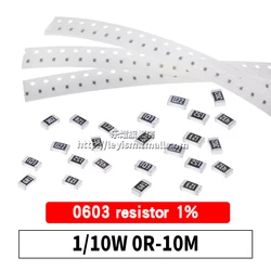 100 шт. 1% 0603 SMD резистор 0R ~ 10M 1/10W 0.1 1 10 100 150 220 330 Ом 1K 2.2K 10K 100K 0R 0.1R 1R 10R 100R 150R 220R 330R 1M