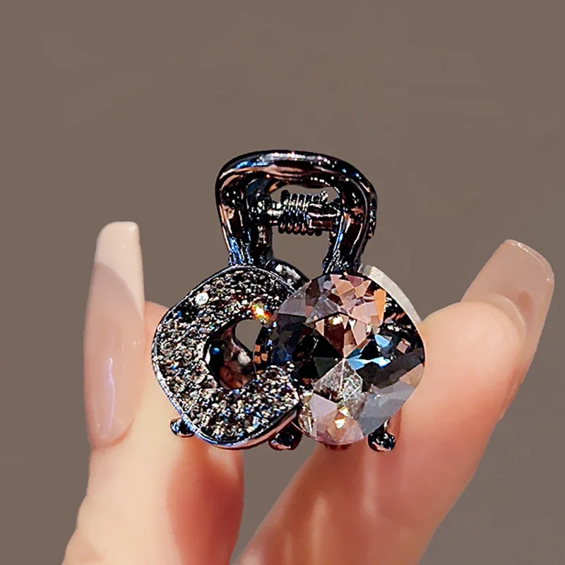 Exquisite Kristall-Strass-Kleine Haarklammer, niedlicher und süßer Stirn-Pony-Seitenclip, Prinzessinnen-Kopf-Top-Clip, Haarspange, Kopfbedeckung
