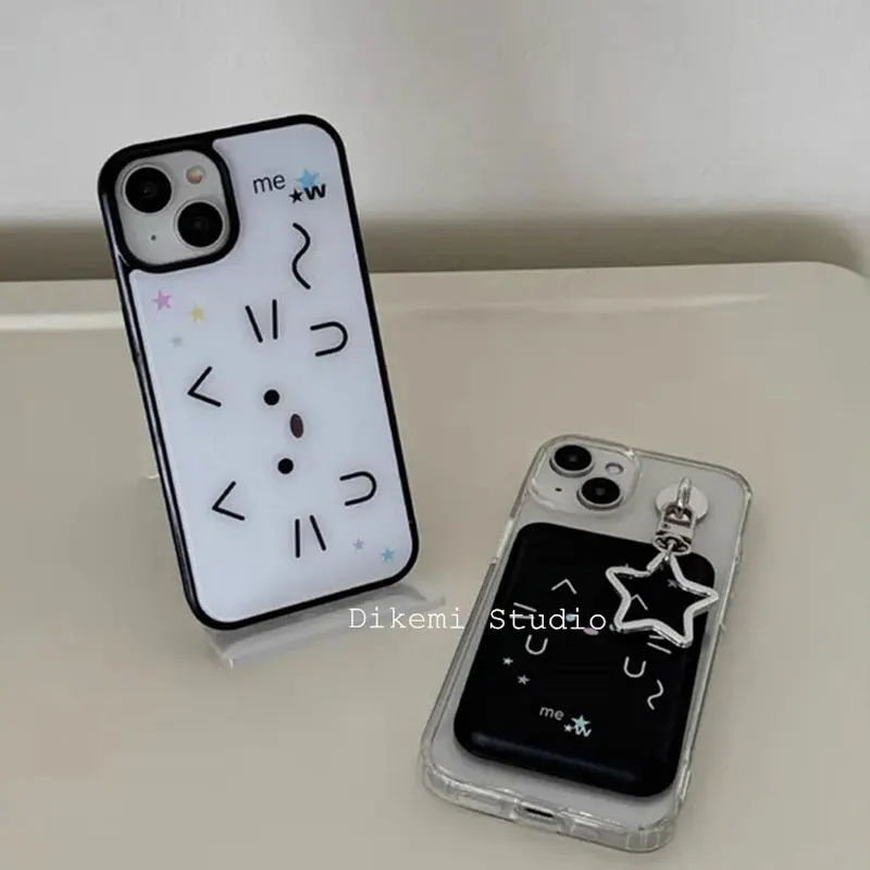 الكورية Ins المتخصصة خط بسيط القط شخصية الكتابة على الجدران جراب هاتف آيفون 16 برو ماكس 15 14 13 12 11 Xr Xs ماكس 7 8 زائد غطاء #3