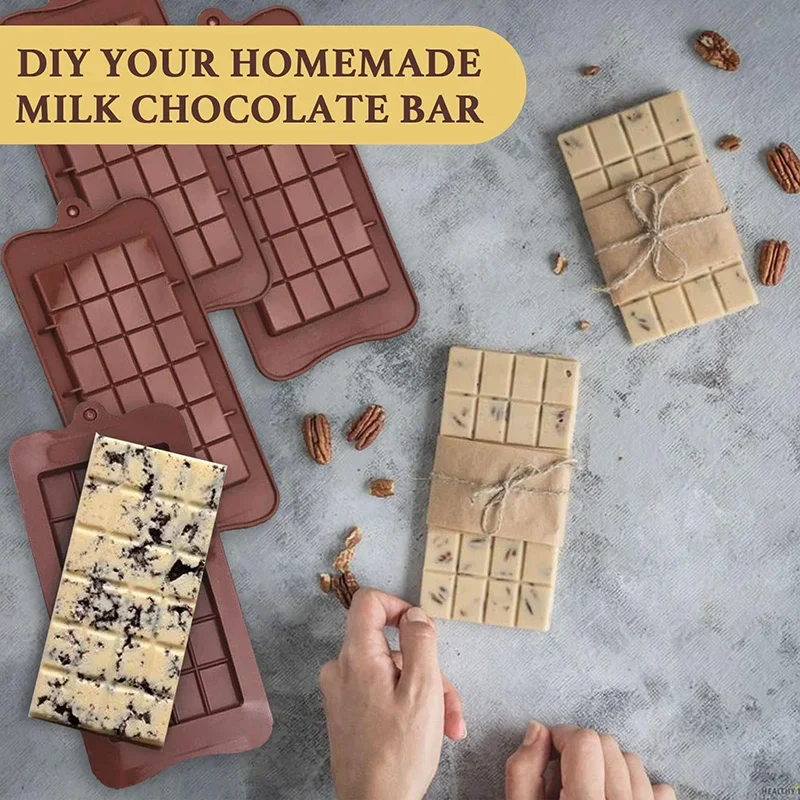 Chocolate Bar Molds Silicone Bars Making Fondant Coffee Mould BPA Free Easy Release Non-Stick for Protein Energy Handmade Gifts