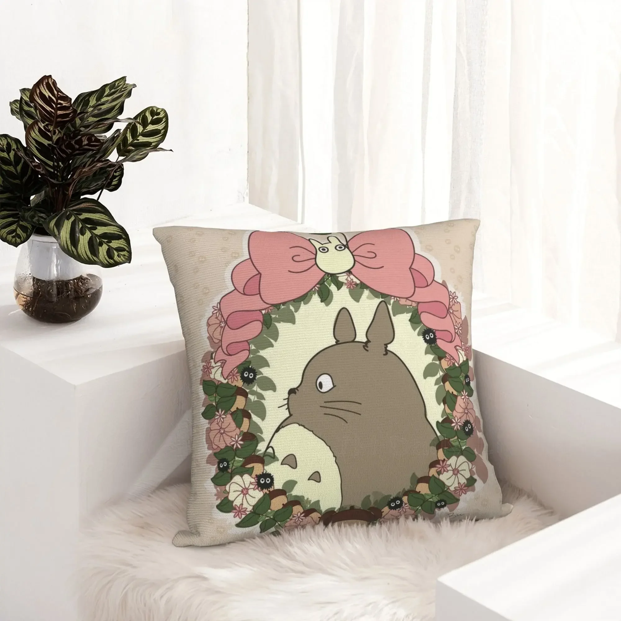 Personalized Cute Cartoon Anime Throw Pillow Case Cushion Cover Square Cotton Pillowcase for Home Bed Sofa Car Office 18x18 Inch