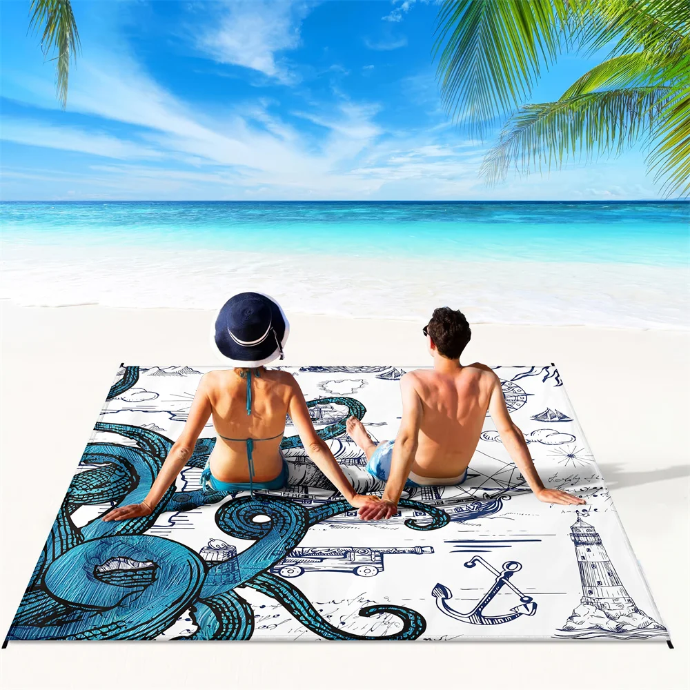 

1 шт., водонепроницаемое пляжное одеяло с осьминогом