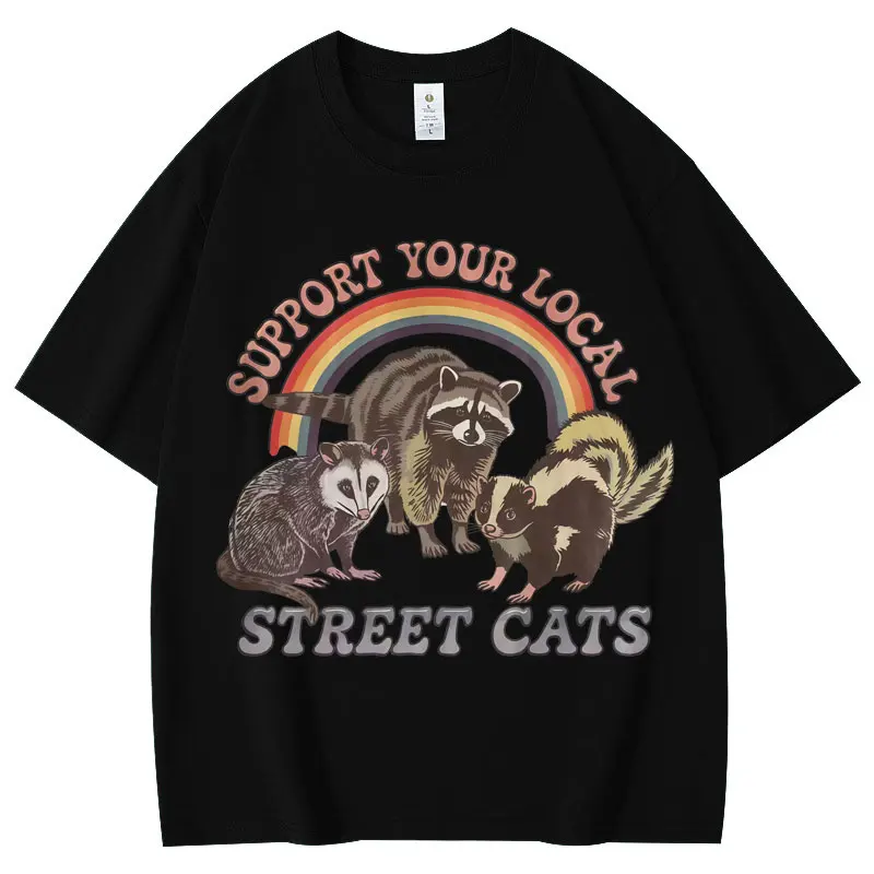 Donne Vintage Divertente Racoon Meme Graphic T-shirt Uomo Donna Abbigliamento Moda T-shirt a maniche corte Estate Casual Top traspirante