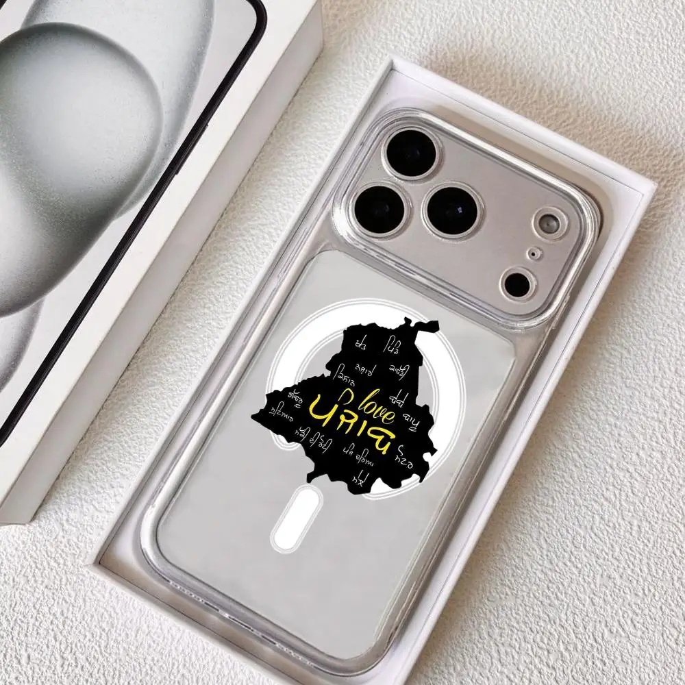

Classic Punjab Map Phone Case for iPhone 17 16 15 14 13 12 11 Pro Max Plus Clear Magnetic Shockproof Scratch-Resistant