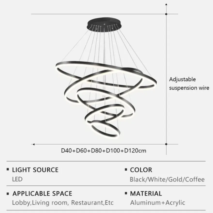 Imagem -06 - Moderno Led Luzes Pingente Simples Circular Regulável Iluminação Interior Alto Brilho Luzes Decorativas Sala de Jantar Sala de Estar