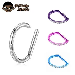 ASTM F136 titanyum burun halkası Piercing 8/10/12mm burun halkası D şekil segmenti Clicke kıkırdak Tragus sarmal endüstriyel Piercing vücut