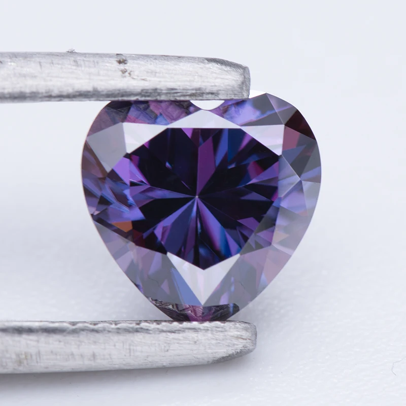 Moissanite Stone Imperial Purple Color Heart Cut Lab Lab Growth Diamond Test Passed Gemstone for Jewelry Making with Certificate