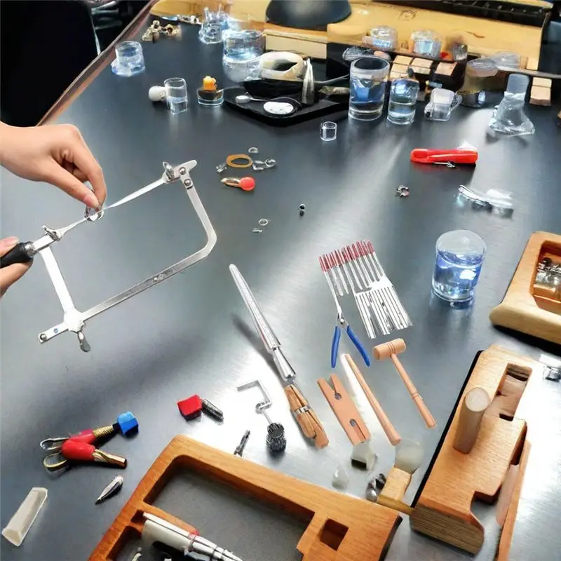 Eco-Friendly-Jewelry Making Tools Set Ring Clamps Clamps, Files, Mallet Hammer & Stick For Adults