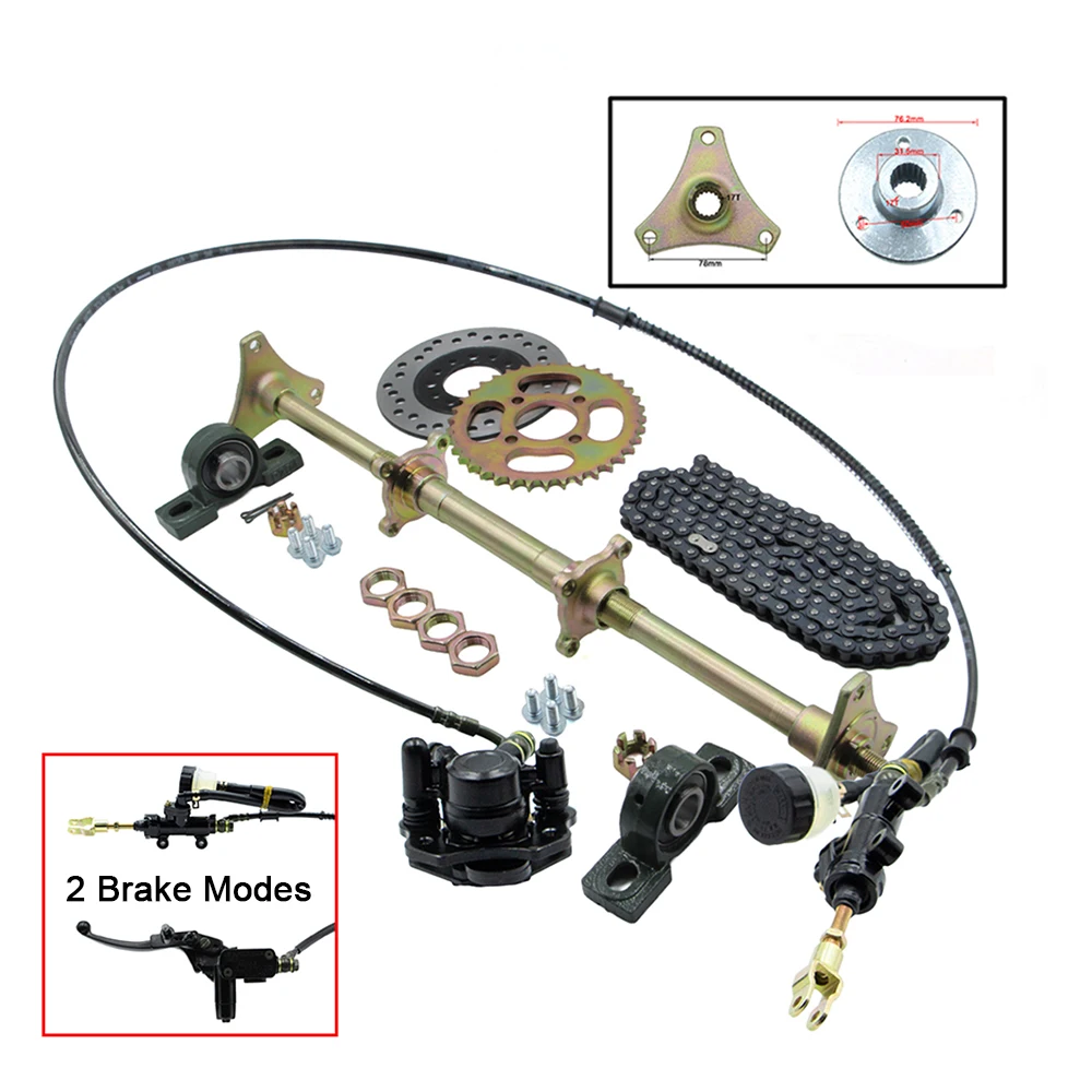 610mm Rear Axle 428-37T Sprocket 140L Chain Hydraulic Disc Brake Kit For 49 50 70 90 110cc Electric Kids ATV Go Kart Quad Buggy