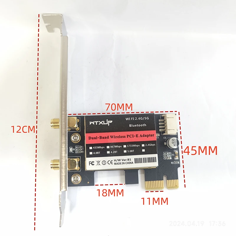 WiFi 5 PCI-E Wireless Adapter AC1200 Network Card Dual Band 2.4G/5GHz 802.11AC For Bluetooth 4.0 Desktop Windows 7/8/10/11