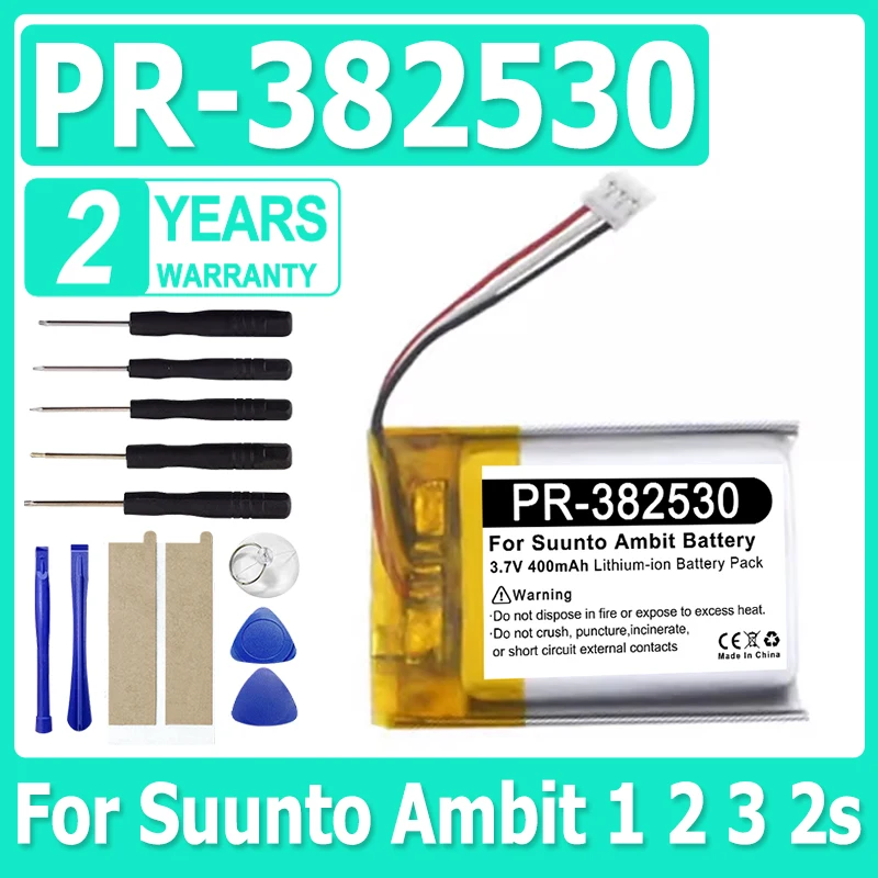 

Новый аккумулятор для умных часов 3,7 В 400 мАч PR-382530 для Suunto Ambit 1 Ambit 2 Ambit3 Ambit 2S + бесплатные инструменты