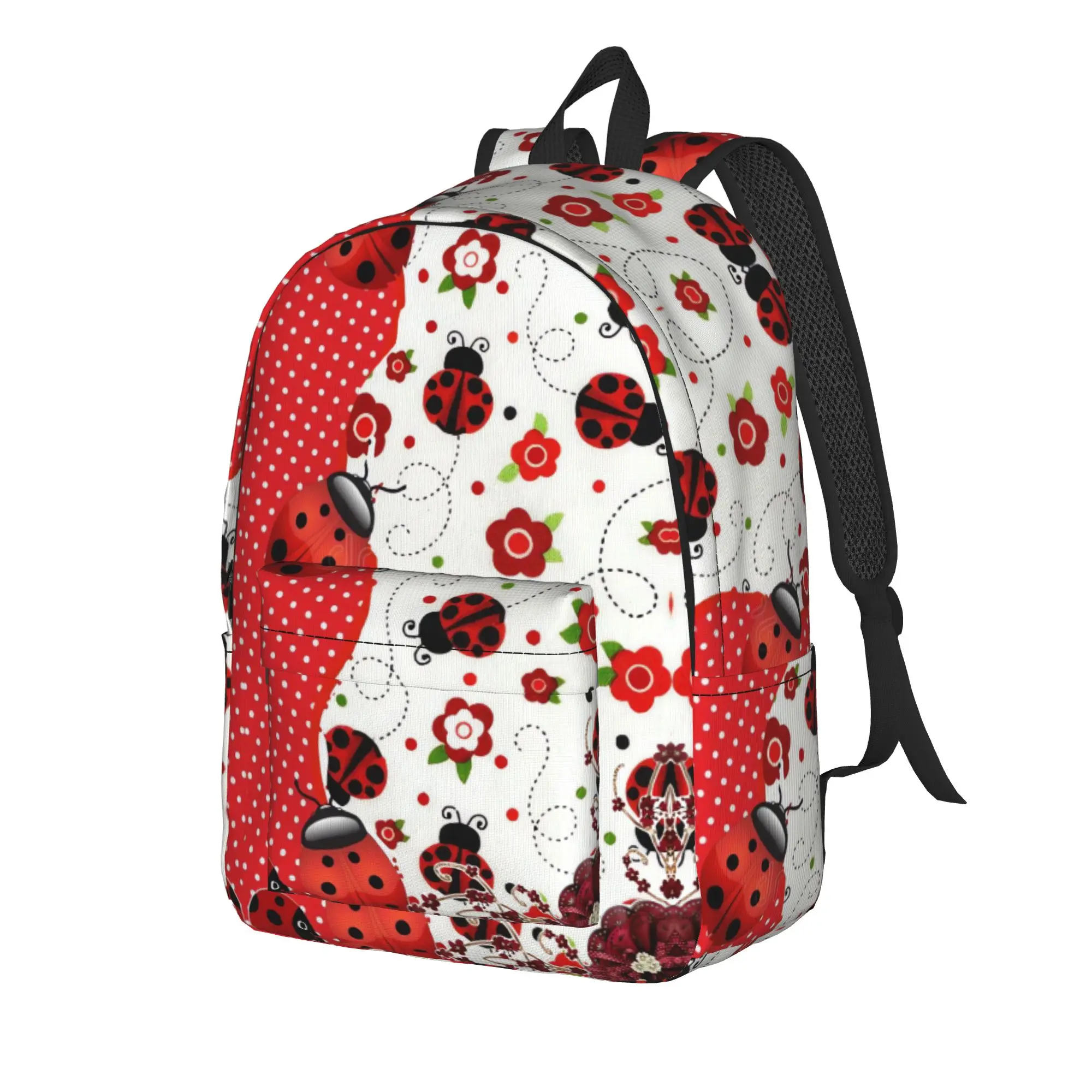Ladybugs And Flowers Backpack  Stylish Backpacks Student Outdoor Pattern High School Bags Design Rucksack