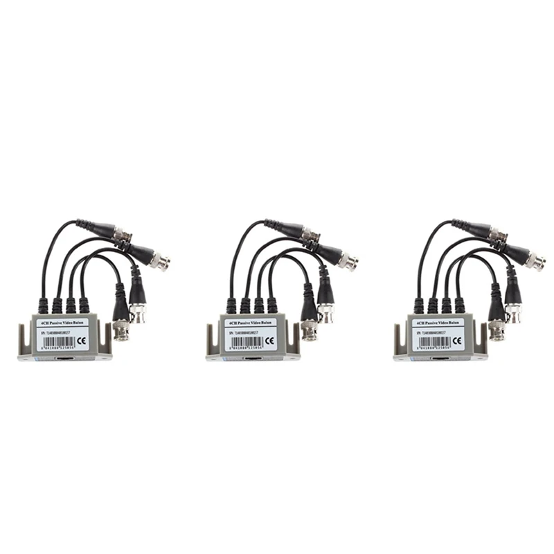 

3X 4-Channel Video Balun BNC UTP CAT5 Transmitter For CCTV/ Surveillance Camera Trend