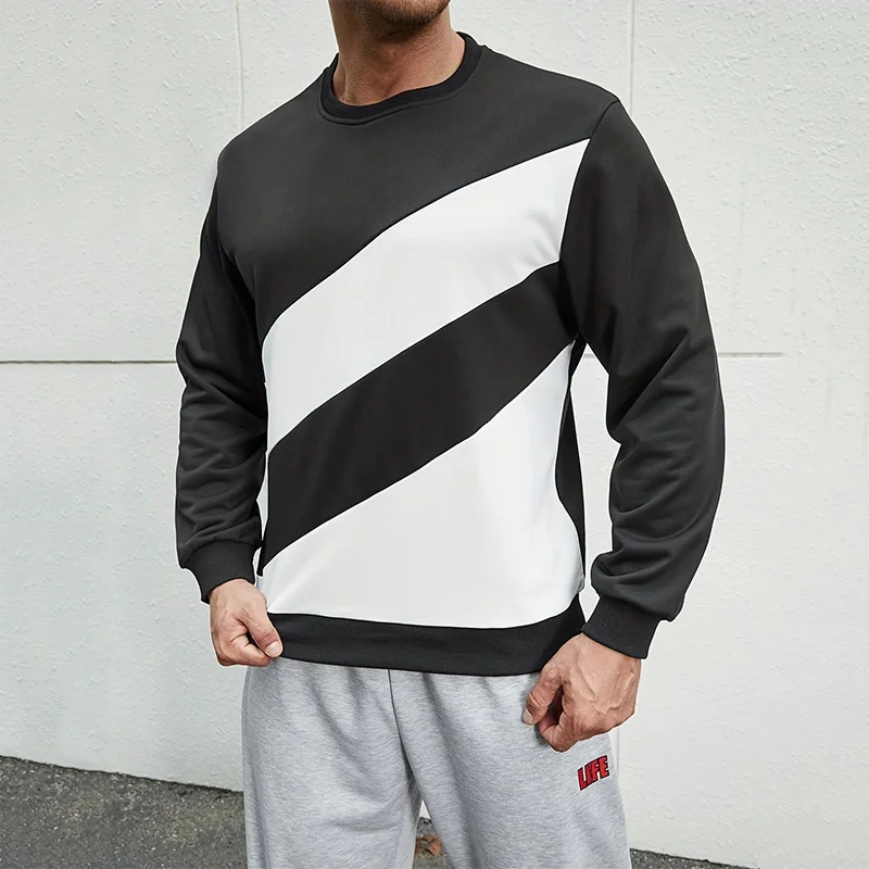 

Mens Autumn New Fashion Casual Round Neck Top Trendy Pullover Loose Long Sleeve Sweatshirt Men Outear