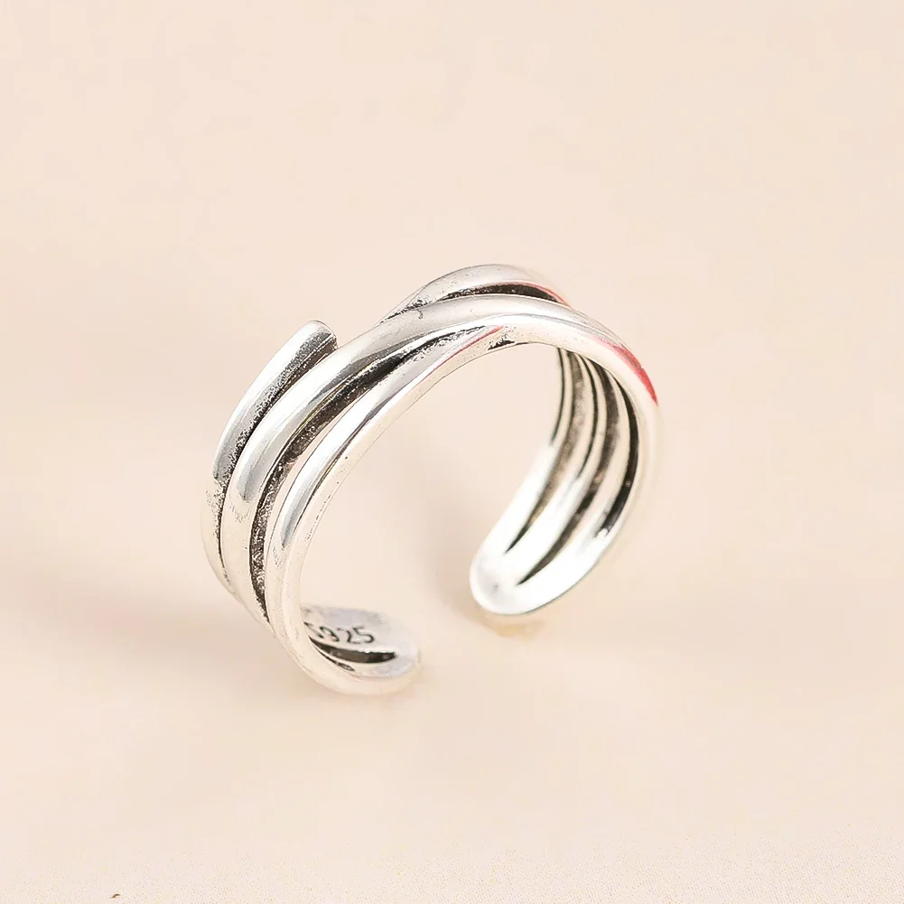 Twisted Cuff Ring Adjustable Open Band Vintage Oxidized Bohemian Toe Ring Knuckle Midi Ring Finger Jewelry for Women Gift