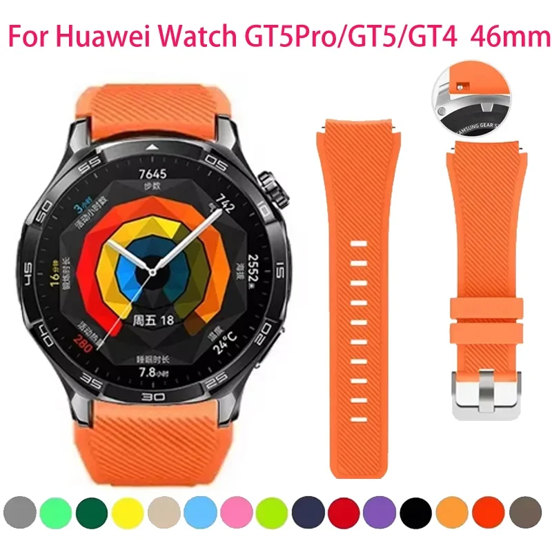 

Силиконовый ремешок 22 мм для Huawei Watch GT5 4/3/GT5 Pro 46 мм Amazfit GTR 47 мм, мягкий браслет-ремень для Amazfit Pace Stratos 2 2s Band
