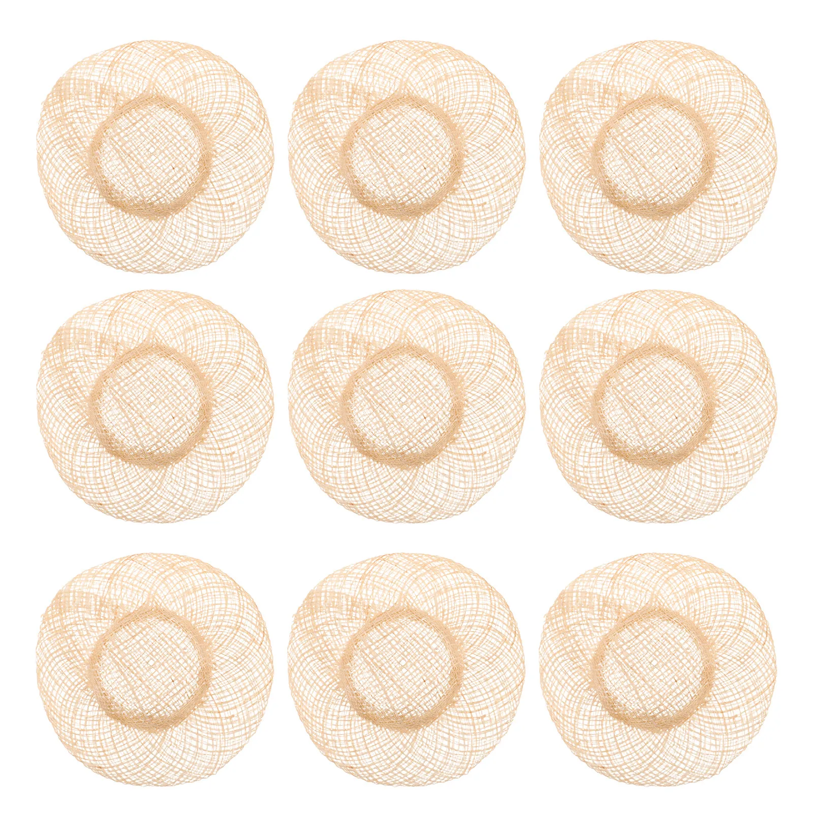 12Pcs Mini Straw Hats Handwoven Knitting Mini Cap Natural Raffia Texture for Craft Accessories Dollhouse Decoration