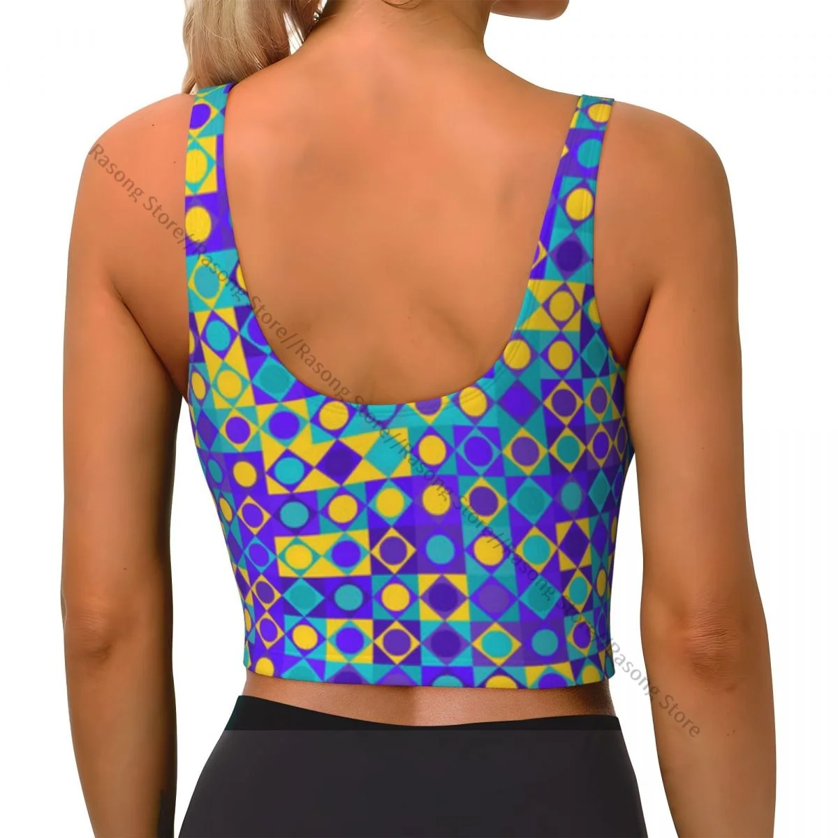 Sports Bra Women Running Yoga Clothes Vest Circles Squares And Triangles Mosaic With Dots Gathering Fitness Vest