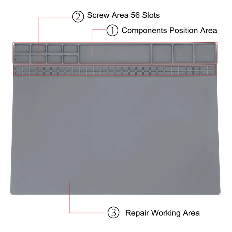 Almohadilla de reparación de aislamiento térmico, estera de estación de trabajo de soldadura, Plataforma de mantenimiento de soldadura de silicona, 350x250mm