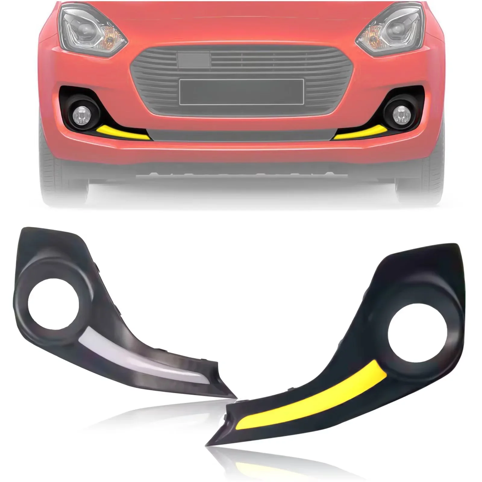 Car Led Daytime Running Light DRL Dymanic Turn Signal Front Fog Lamp Modification Accessories For Suzuki Swift 2018-2022