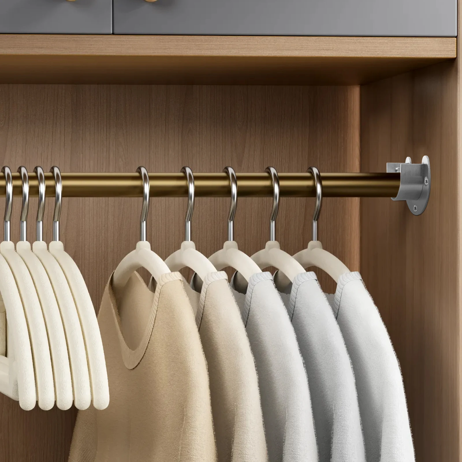 

Heavy Duty Stainless Steel Open Flange Holder Wall Mount Bracket Pole Socket Space Saving Clothes Hanging Organizer Rod