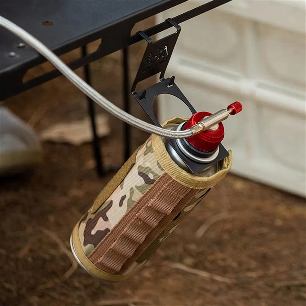 【A03R】 Flat Burner Extension Holder Camping Table Gas Hangers Camping Gas Tank Hanger Gas Tank Hooks for Camping Table
