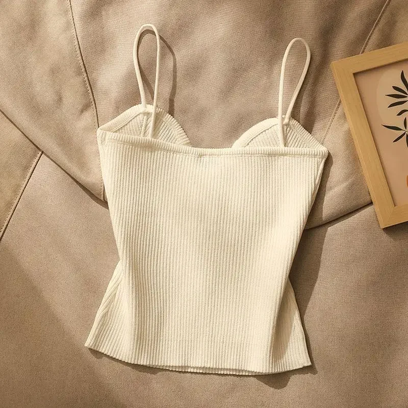 Undershirt inside the WOMEN'S External Wear Sleev Summer New Upscale Small Perfume Style Knitted Chest Halter Undershirt