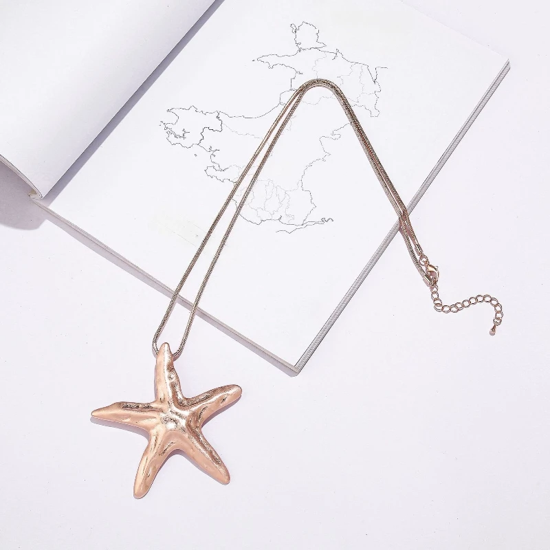 Geometrische Seestern Pullover Kette Legierung Weibliche Persönlichkeit High-end-Mode OL Lange Halsketten Schmuck – Detail 3