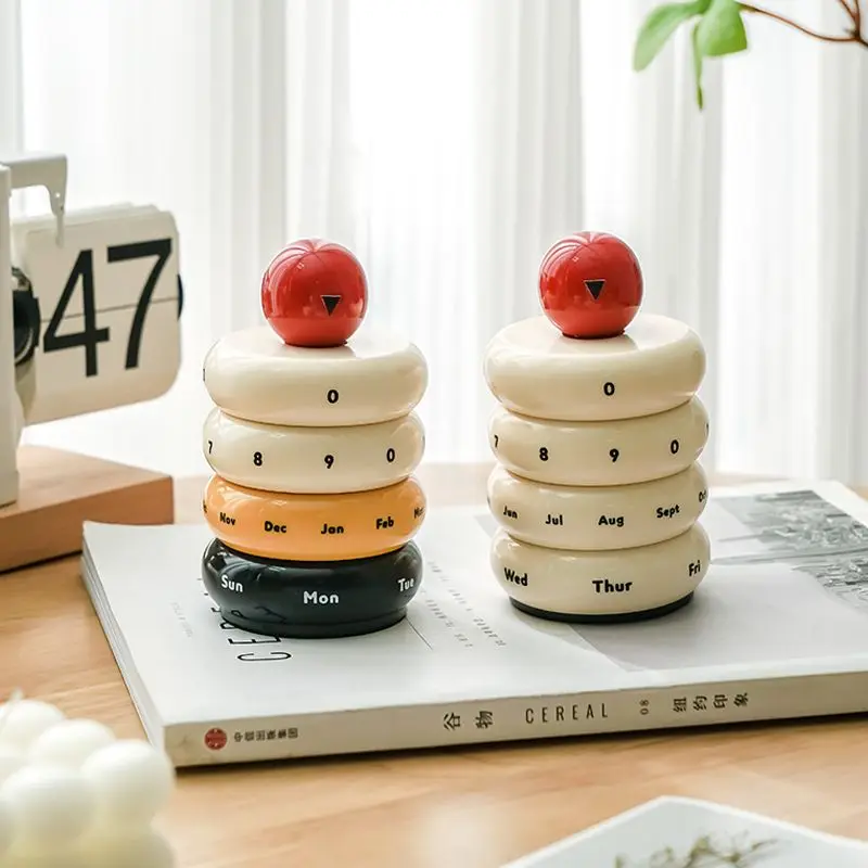 Household Desktop Calendar Ornament Creative Round Manual Rotating Calendar Decoration Simple Resin Decorative Ornament LI489