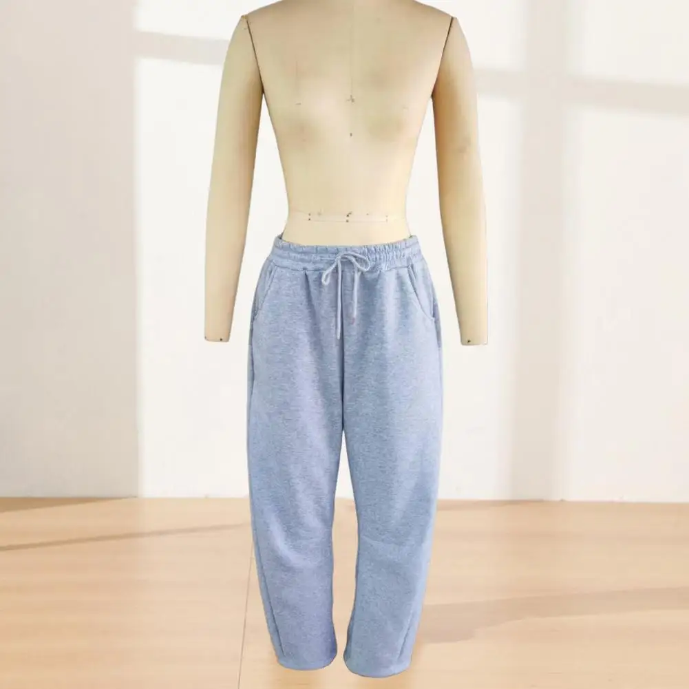 Functional Pants with Pockets Women’s Wide Leg Lounge Pants with Pockets Fleece Lined Sweatpants Elastic Waist for Autumn