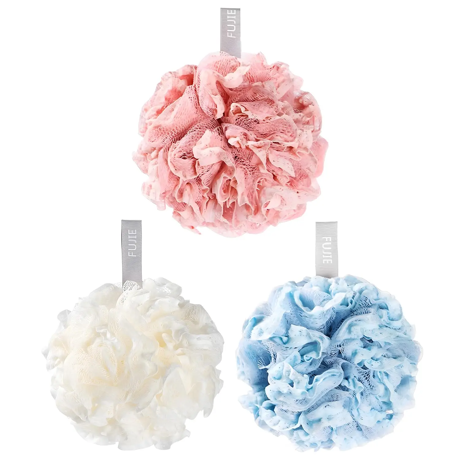 

Губка для душа Экологичная мягкая сетка – резинка для ванны Rich Lather с подвесной петлей и кружевной отделкой для женщин и мужчин (белый/синий/розовый)