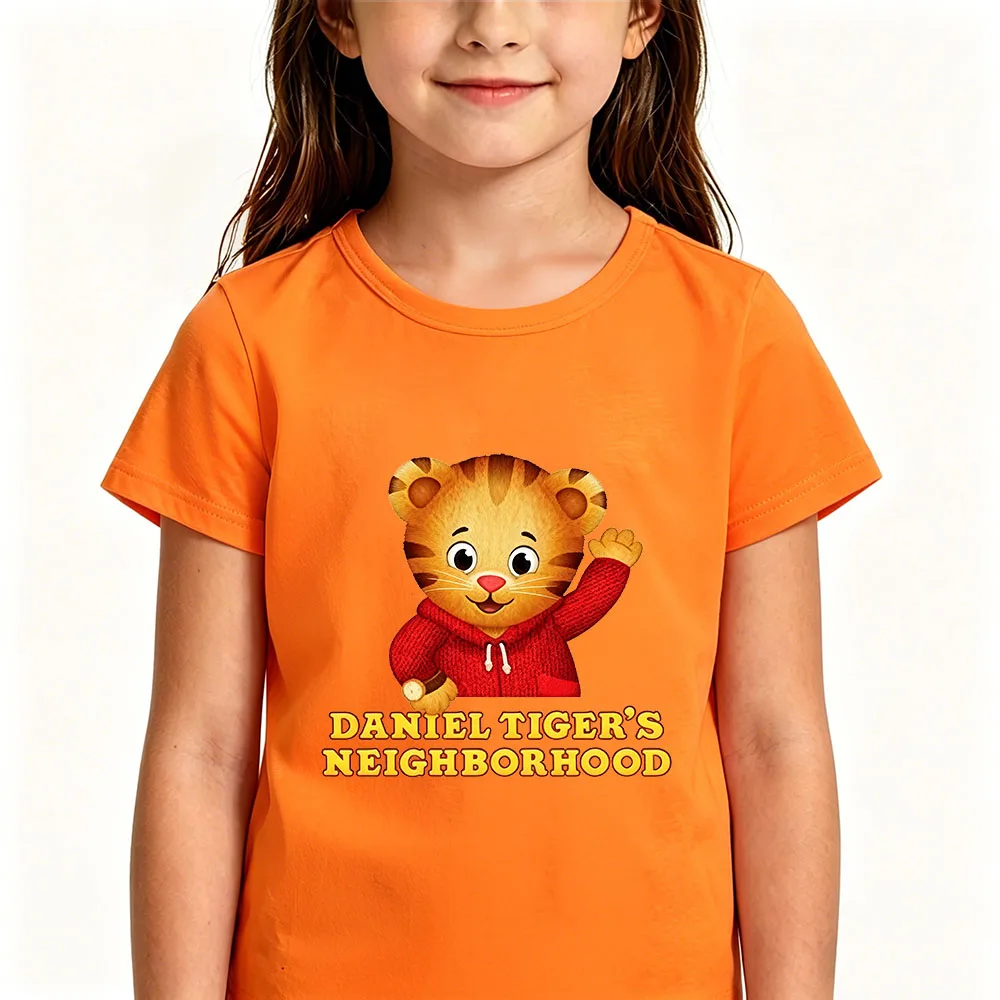 Daniel Tiger’s Neighborhood Children's T-shirts Cotton Cartoon Print Short Sleeve Funny Boys Cute Girls Tees Casual Tops Summer