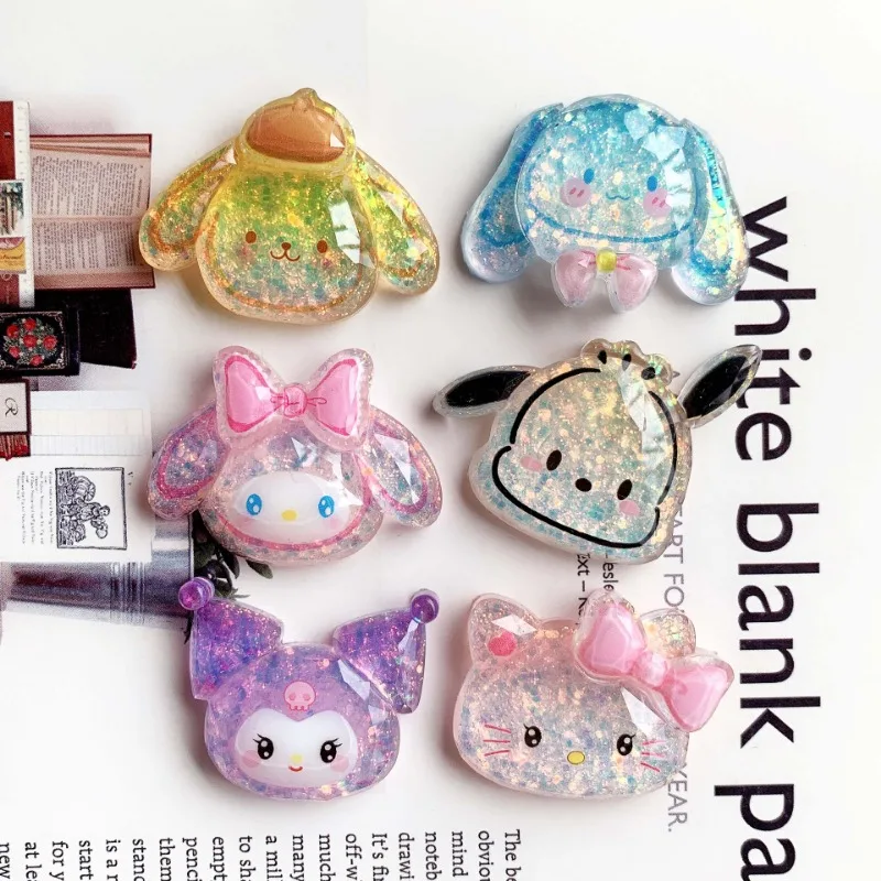 サンリオ-かわいいハローキティ漫画漫画DIYケース、明るいフリンキーカット樹脂アクセサリー、透明透明素材、高い透明性