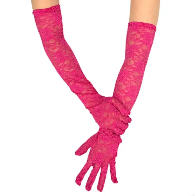 2pcs Delicate Lace Long Gloves Elastic Women Mittens Fashion Styles Gloves 