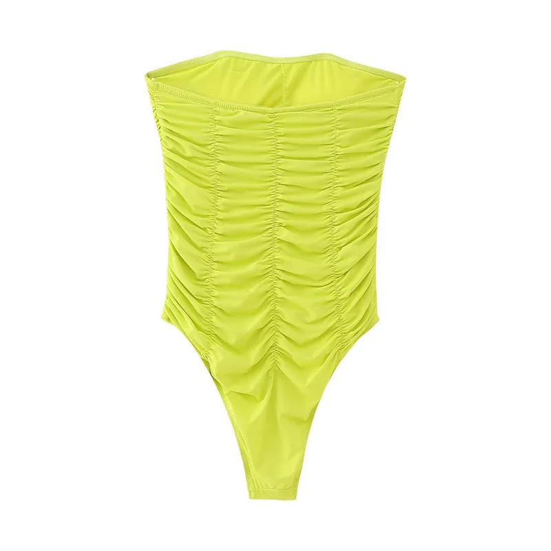 Style Tube Top Onesie Fashion Pleated Design Swimsuit