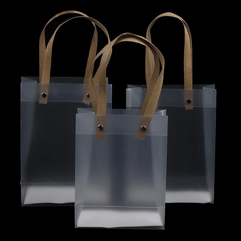 

Transparent Soft PVC Handbag with Hand Loop Tote Bag Women Jewelry Packaging Toiletries Cosmetic Storage Bag Shopping Organizer