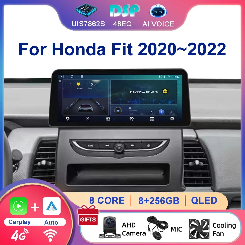 12.3'' Touch Screen 8 Core 4G WIFI Stereo Multimedia Player Carplay Android Auto GPS Navigation Car DVD Radio For Honda Fit 2022