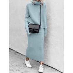 Women's Casual Dress Sweater Knitted Set 2022 Autumn New Casual Loose Fashion Round Neck Long Sleeve Long Dress Two Piece Set