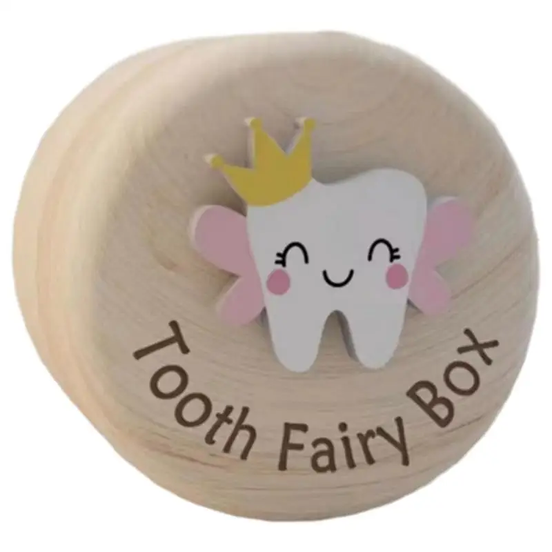 Wooden Tooth Fairy Box Dropped Tooth Keepsake Storage Box for Boys and Girls Cute Lost Tooth Holder Toddler Teeth Case