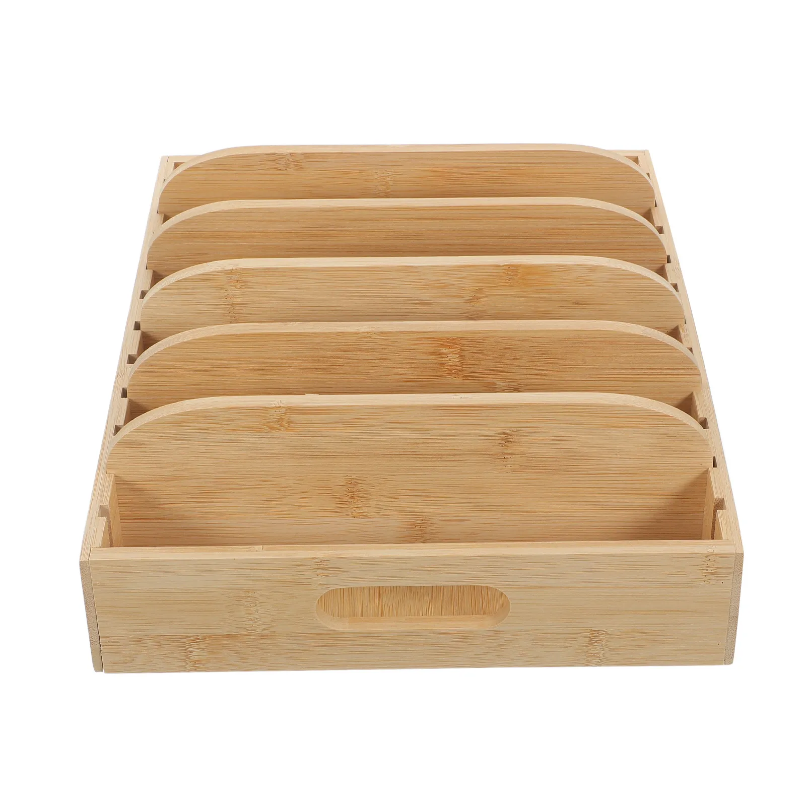 Bamboo Lid Organizer for Inside Cabinet 5 Adjustable Inserts Food Storage Container Lid Holder 6 Compartments Kitchen Pantry