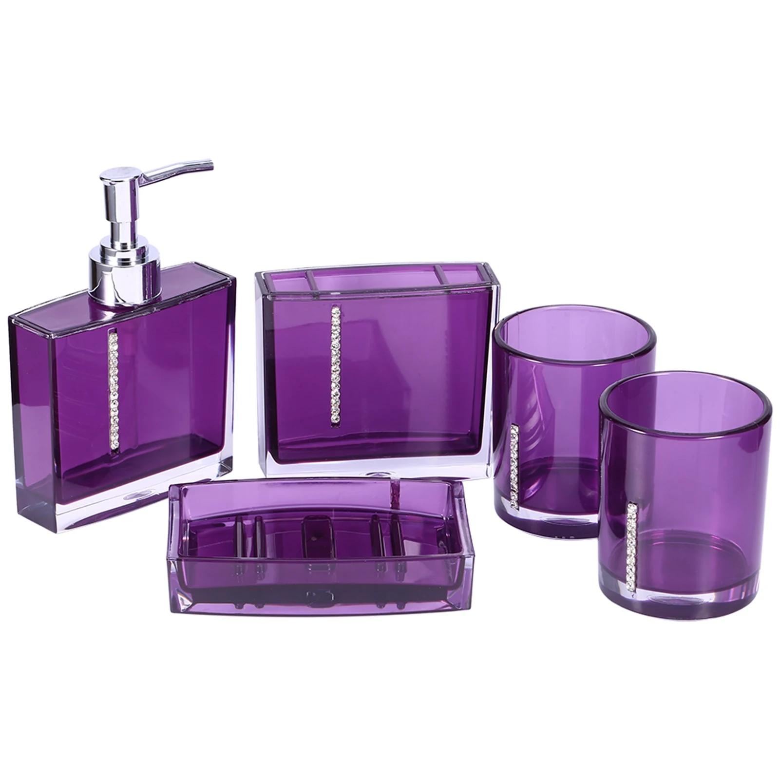 

5Pcs Bathroom Accessories Set Including Emulsion Bottle, Tooth Brush Holder, Soap Dish and Gargle Cup for Home Bathroom