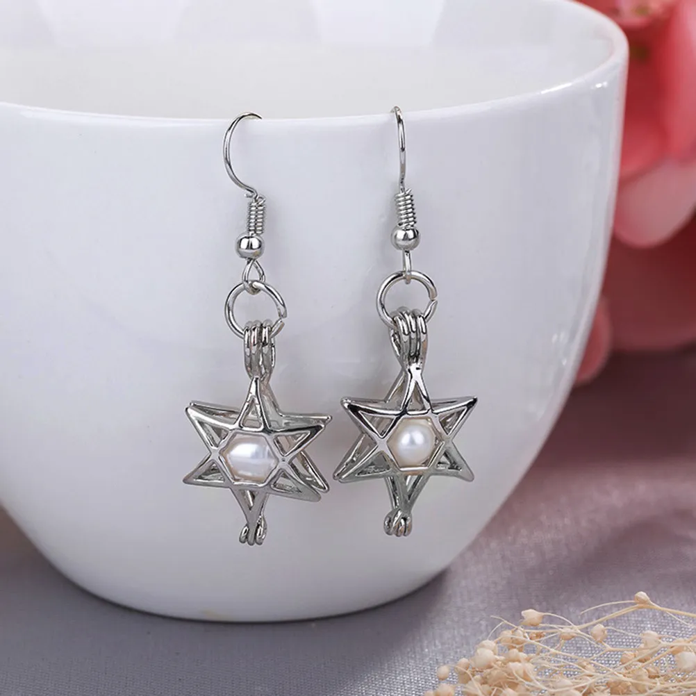 Glow in The Dark Hexagram Hollow Locket Drop Earrings Women Stylish Eye Catching Design for Parties Concerts Halloween Daily