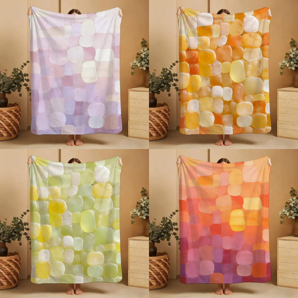 Gradient-Colored Mosaic Chippings Texture Blanket Soft Warm Furry Throw Super Kids Toys Bed Sofa Car Cradle