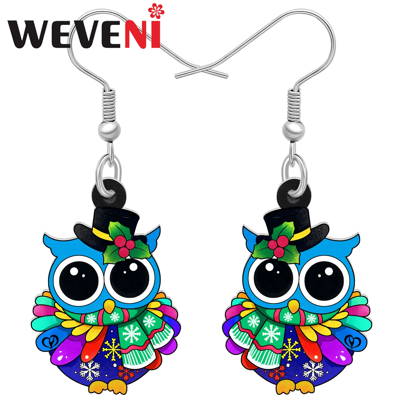 Weveni Acrylic Cute Big Eyes Owl Earrings Dangle Drop Charms Decorations For Women Teens Girls Gifts Fashion Jewelry Accessories