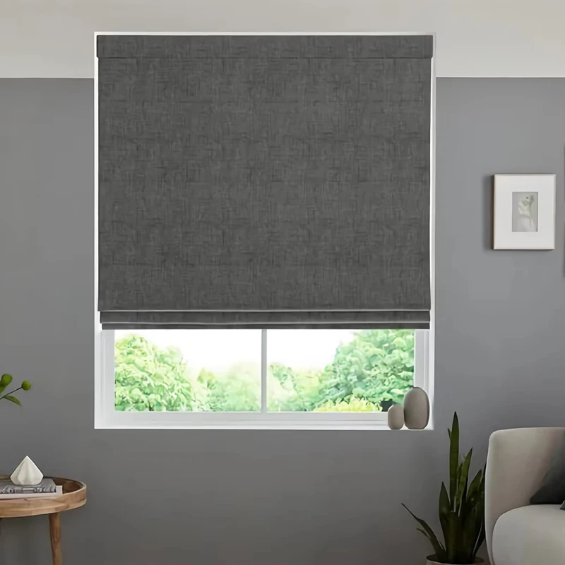 

Window Curtains Smart Roman Blind Motor Fabric Custom Blackout Vertical Roman Shades for Windows