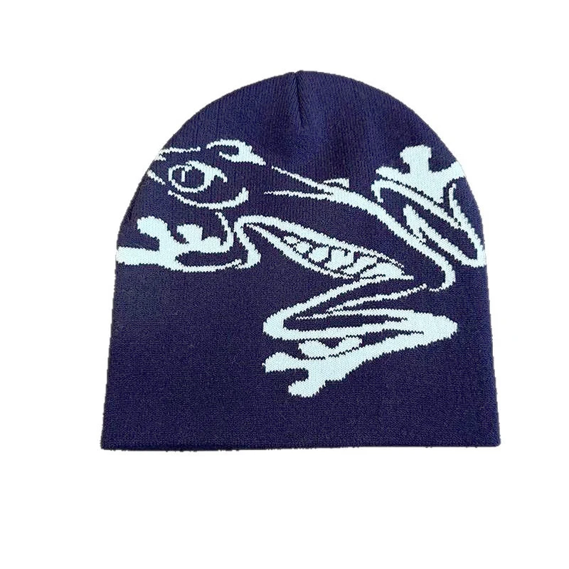Tree Frog Pattern Beanie Knitted Cap for Men & Women, Outdoor Sports Warm Ski Hat, image 4